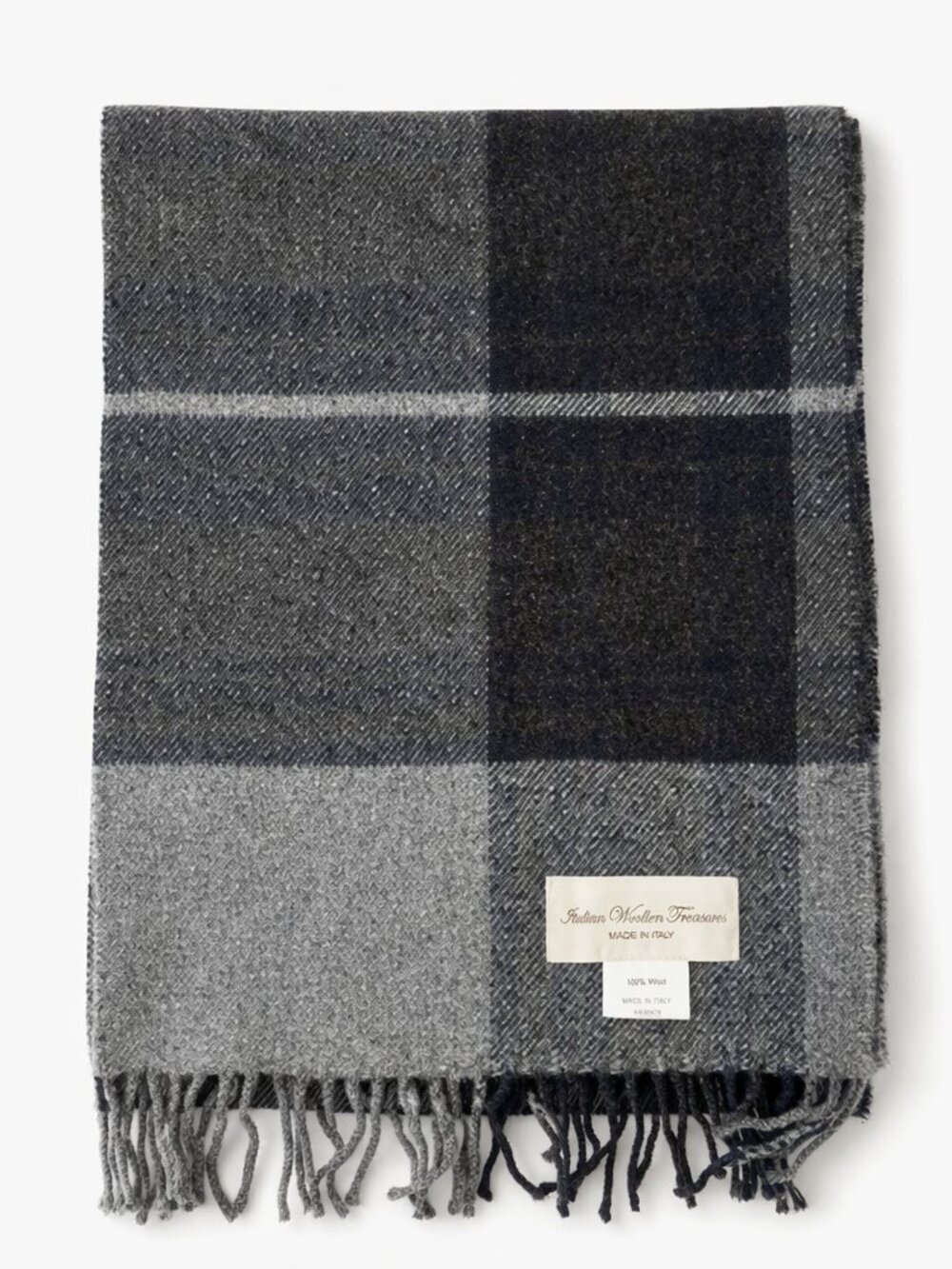 EUC Italian Woolen Gray Plaid Scarf | 100% Wool | Made in Italy | Men’s Classic